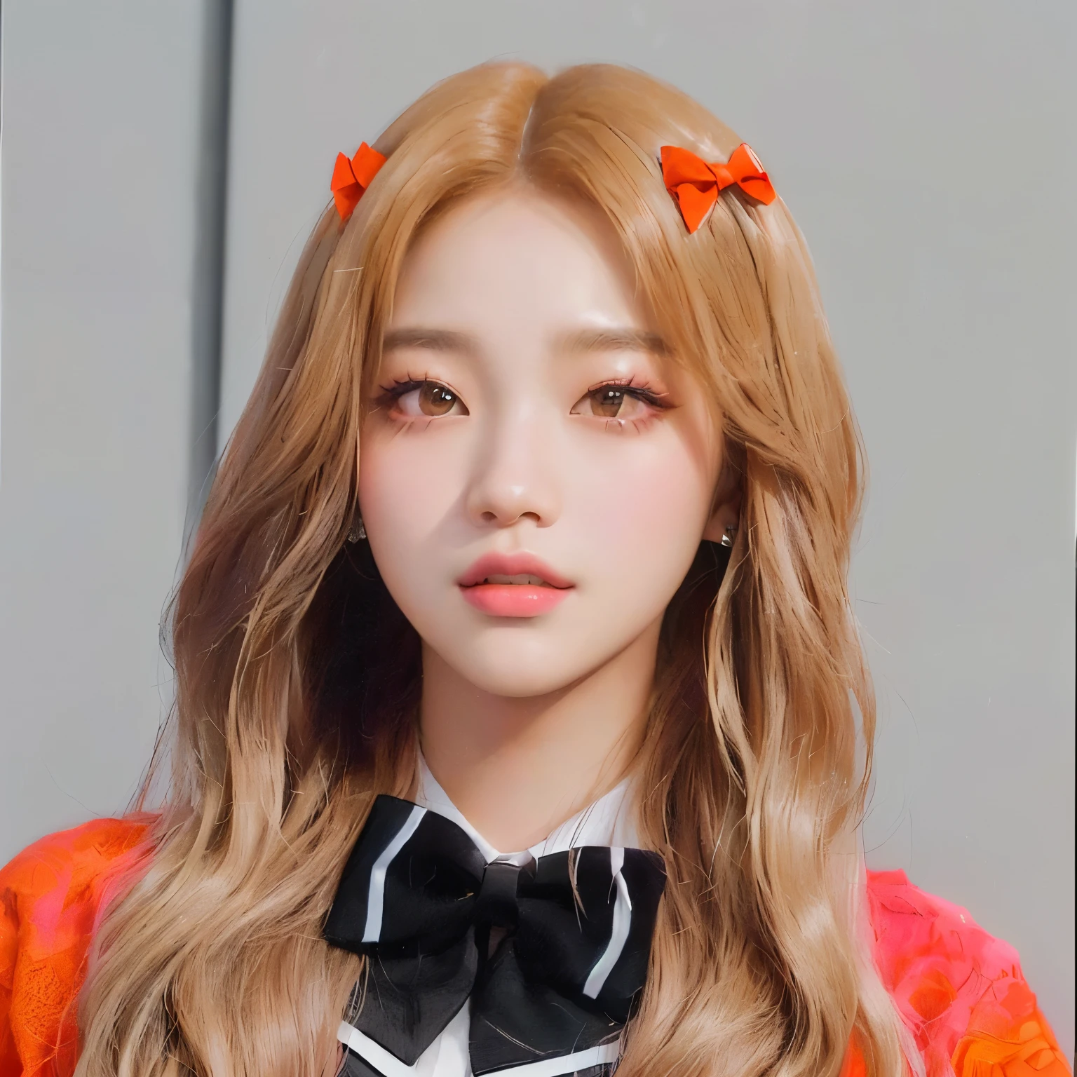 there is a woman with long hair wearing a bow tie, portrait of jossi of blackpink, wan adorable korean face, jossi of blackpink, taejune kim, jaeyeon nam, portrait of female korean idol, tzuyu from twice, park ji-min, roseanne park of blackpink, portrait of kpop idol, headshot profile picture, sakimichan, blackpink jennie