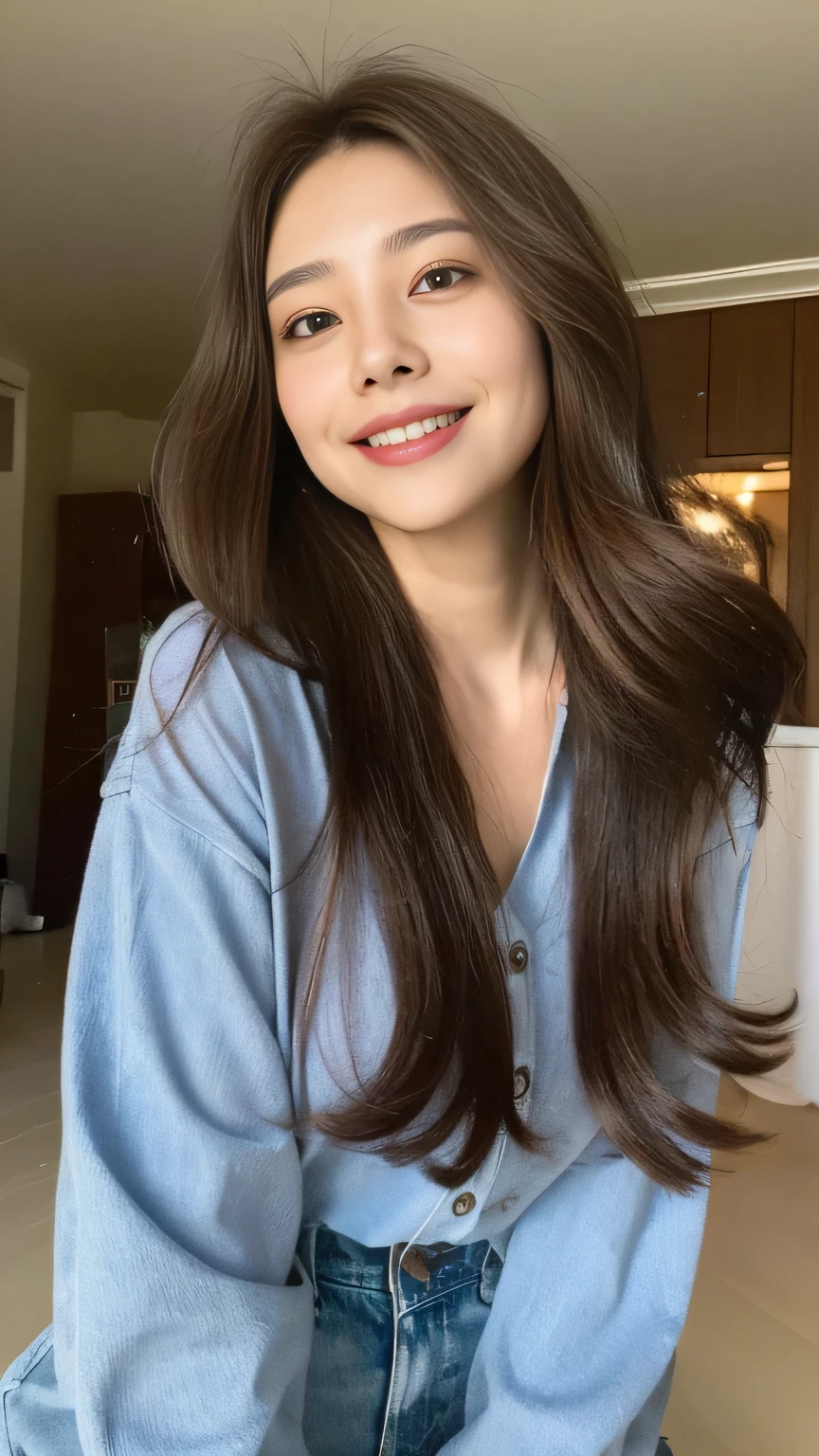 seed:2020674263.((Full body angle:1.1)).((highest quality, 8K, masterpiece:1.3)), ((from below:1.1)).concentrated:1.2, Perfect body beauty:1.4, Hips:1.2, ((Delicate Hair)), (Colorful button-through crop shirt :1.1) , ((highest quality、8K、masterpiece:1.3))、1 Girl、A sloppy smile、Esbian all over、Slim face、Big Boobs、Beautiful woman、(Dark Brown Hair)、Long Hair、1.1、Flickering Valley、Detailed eyes、double eyelid、Blurred Background、超Slim face、Smile、Looking down、stroll、