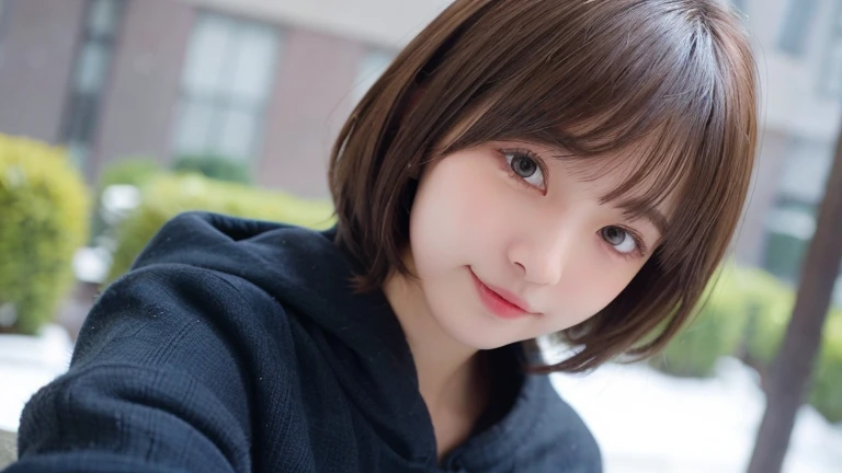 Tabletop, highest quality, figure, Super detailed, In detail, High resolution, 8k wallpaper, Perfect dynamic composition, Beautiful fine details, Winter clothes,Medium Hair,small ,Natural color lip, room、20-year-old girl、cute、Give the camera a sexy look,Ecstatic face,Blur the background,Selfie