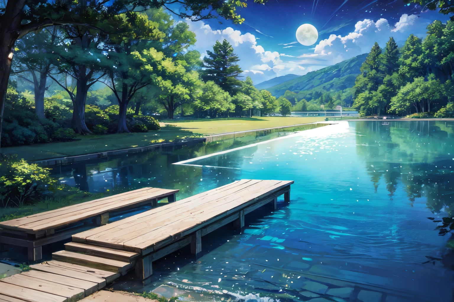 seaside、pool、in the woods、Tree-lined、moon、Star
