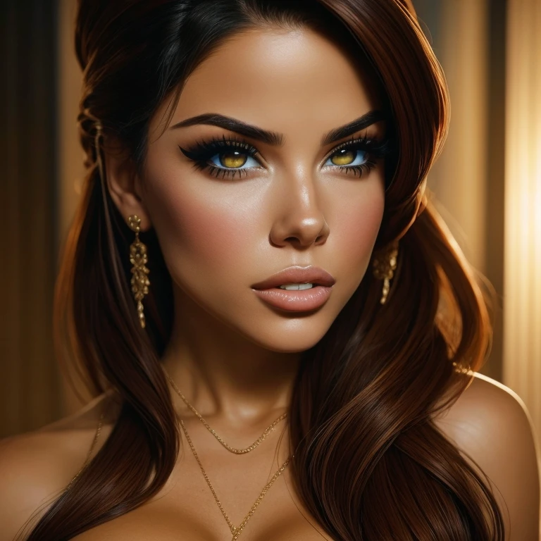 portrait of Adriana Chechik,looks over the shoulder at you