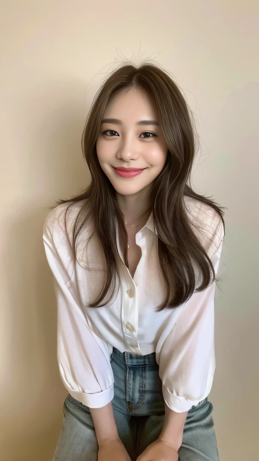seed:2020674263.((Full body angle:1.1)).((highest quality, 8K, masterpiece:1.3)), ((from below:1.1)).concentrated:1.2, Perfect body beauty:1.4, Hips:1.2, ((Delicate Hair)), (Colorful button-through crop shirt :1.1) , ((highest quality、8K、masterpiece:1.3))、1 Girl、A sloppy smile、Esbian all over、Slim face、Big Boobs、Beautiful woman、(Dark Brown Hair)、Long Hair、1.1、Flickering Valley、Detailed eyes、double eyelid、Blurred Background、超Slim face、Smile、Looking down、stroll、