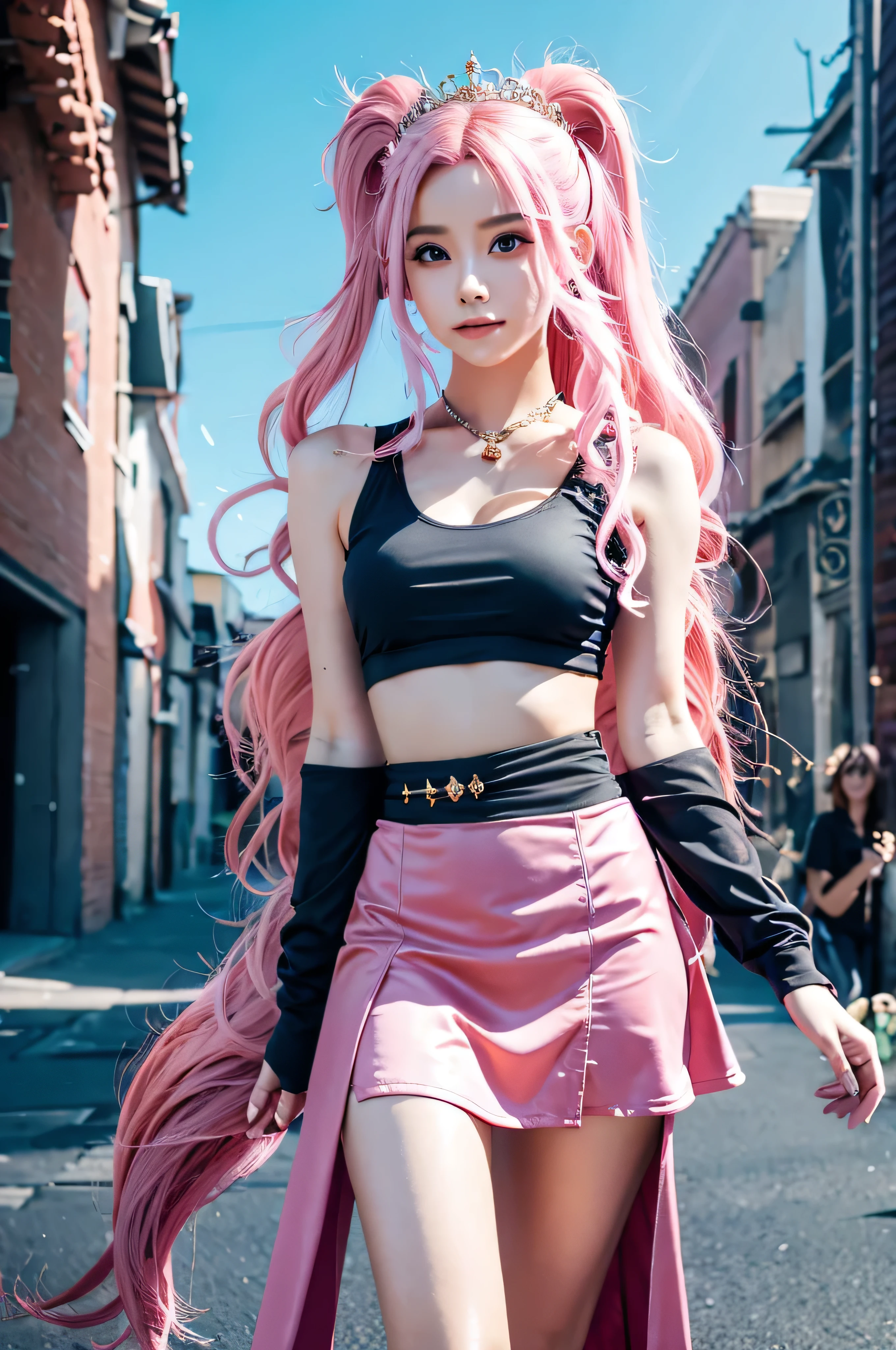 mini skirt　Pink Hair　Fantasy　princess　Wizard　semi-long