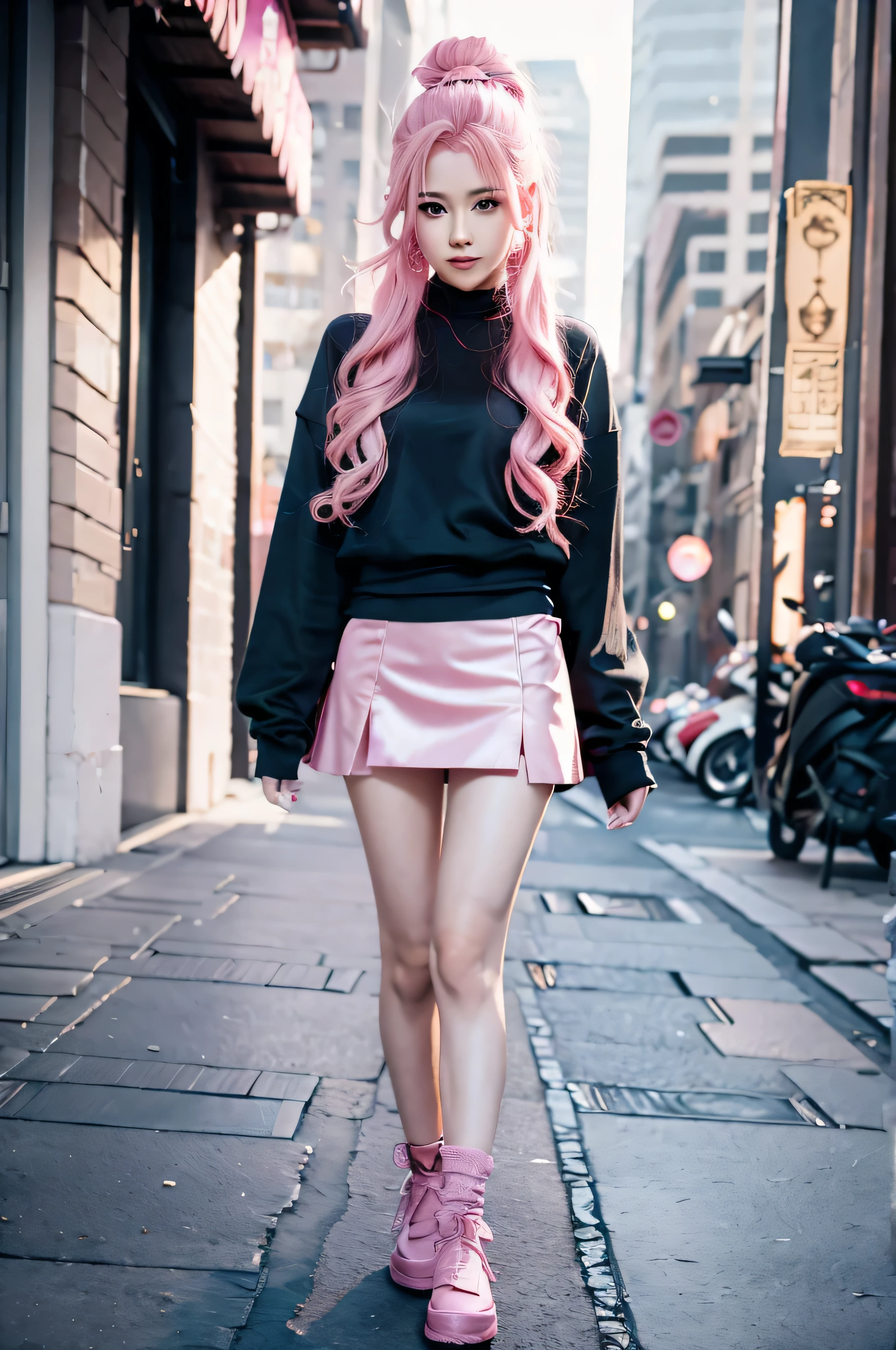 mini skirt Pink Hair Fantasy princess Wizard semi-long