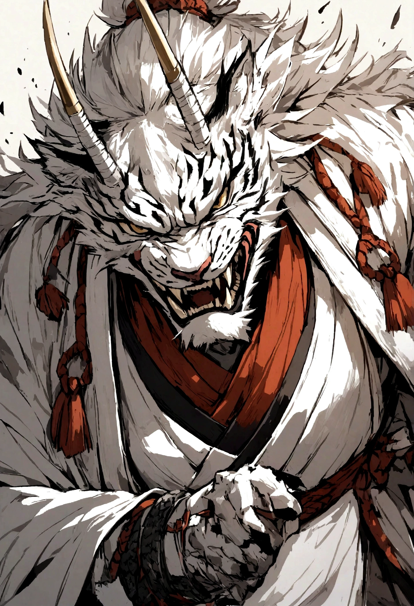 Brutal white tiger samurai