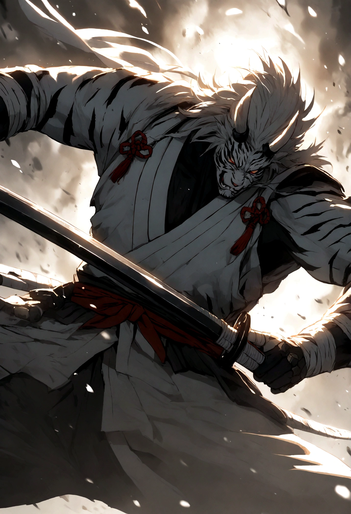 Brutal white tiger samurai