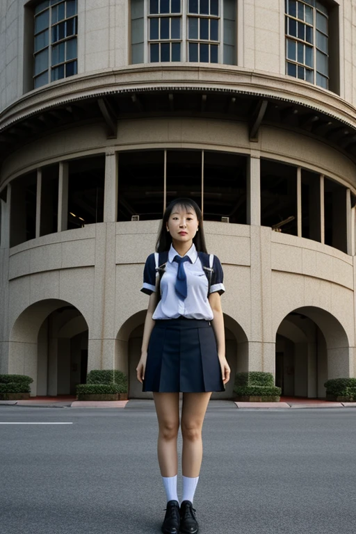 fantastic realism,高度Detailed footage of the giantess,Detailed footage of the giantess,giantess art,Surreal主義,girl,Wear short sleeves,across the building,Surreal,Ant personification,contrast giant,Ant personification,contrast giant