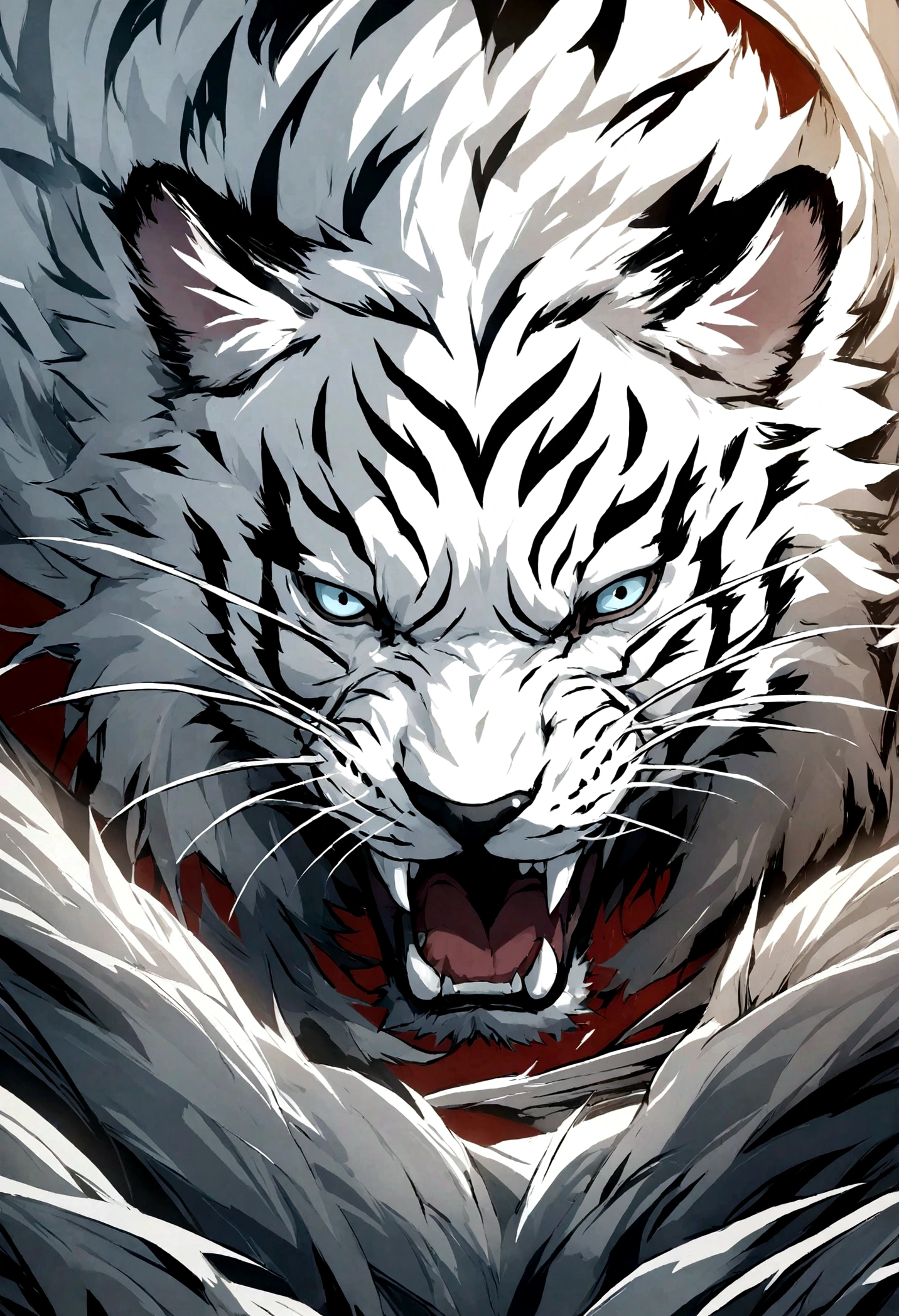 Brutal white tiger samurai logo
