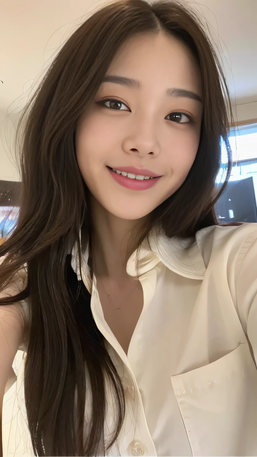 seed:2020674263.((Full body angle:1.1)).((highest quality, 8K, masterpiece:1.3)), ((from below:1.1)).concentrated:1.2, Perfect body beauty:1.4, Hips:1.2, ((Delicate Hair)), (Colorful button-through crop shirt :1.1) , ((highest quality、8K、masterpiece:1.3))、1 Girl、A sloppy smile、Esbian all over、Slim face、Big Boobs、Beautiful woman、(Dark Brown Hair)、Long Hair、1.1、Flickering Valley、Detailed eyes、double eyelid、Blurred Background、超Slim face、Smile、Looking down、stroll、
