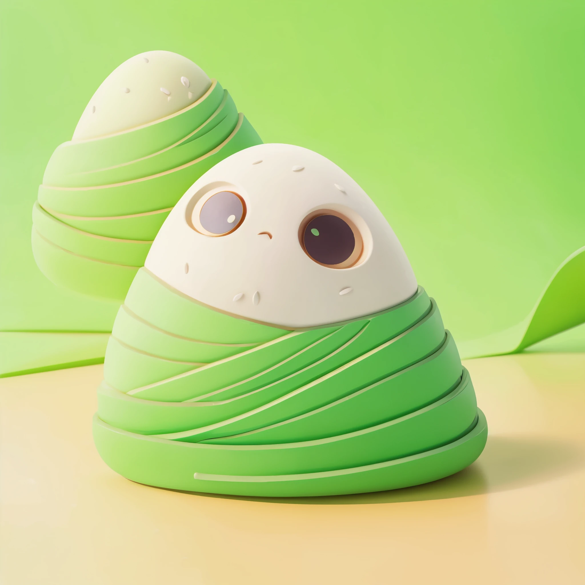 Blind Box,one Chibi zongzi,a triangular green rice dumpling, different expressions,pop matt blind box toy, front view, clean background, natural light, ray tracing, 3d Rendering, C4D, Octane Rendering, Best Quality, Ultra High Detail