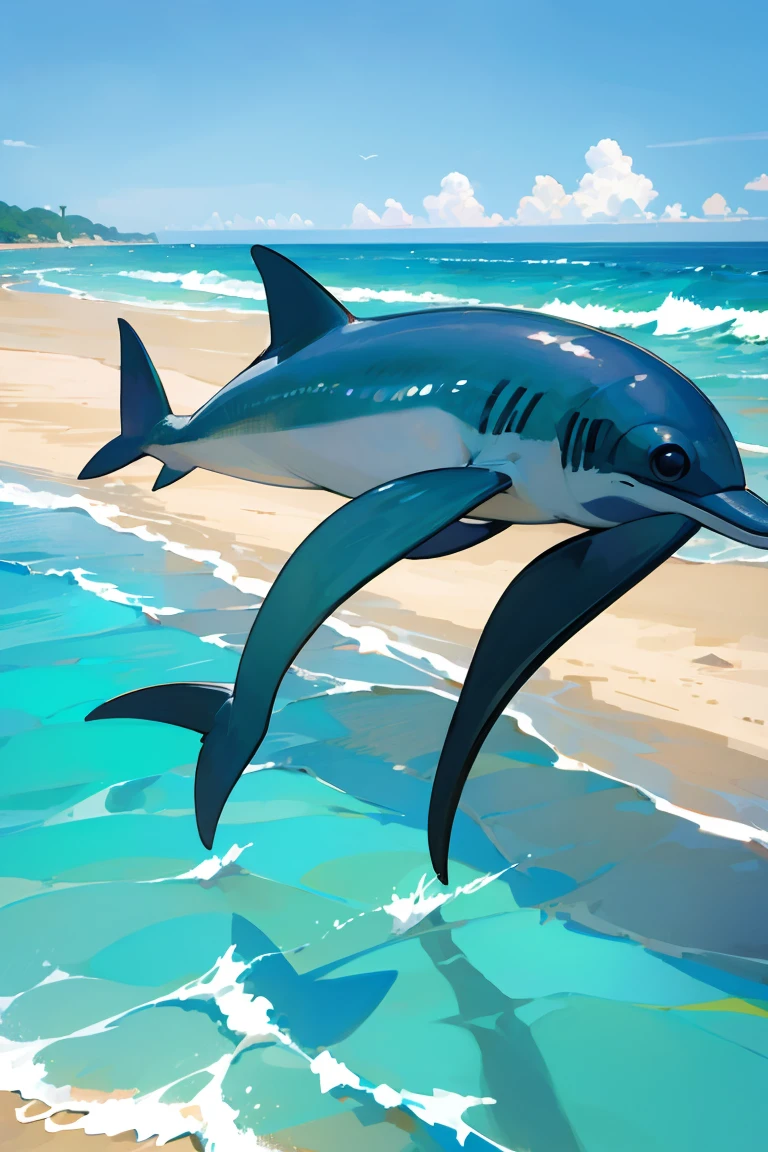 summer, Sun, beach, dolphins.
