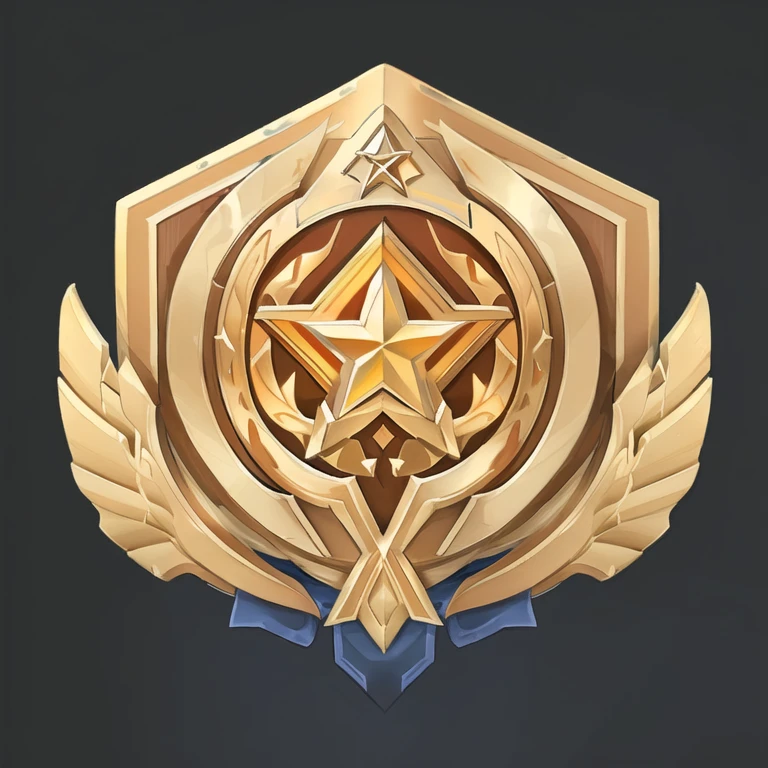 there is a Kaneko Star on a shield with a red diamond, Stylized game icons, 3d icons for mobile games, Game Icon Assets, Very detailed. Realistic Rewards, 军emblem, medal, shield emblem, Kaneko medal, vector illustration, Created in Adobe Illustrator, emblem章, sharp metal crest, score: General, emblem, Star, artistic masterpiece, Kaneko