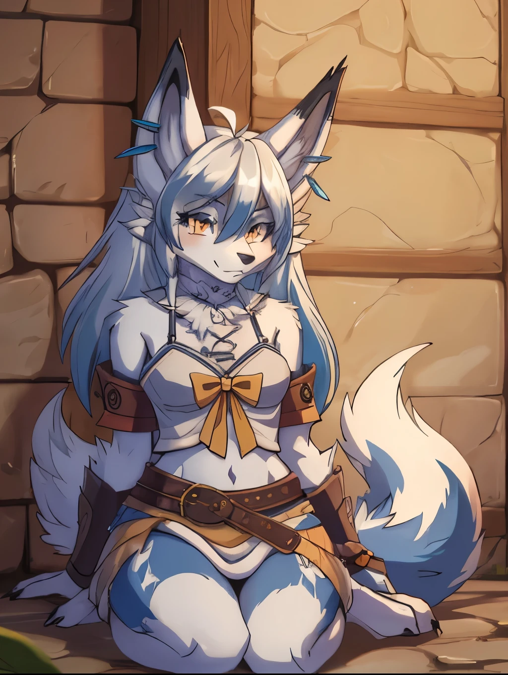 Setsuna, clan de los lobos gelidos, 18 years old women, alta definicion, orejas de kitsune, alta definicion, fullbody picture alta definicion, garras gelidas, 