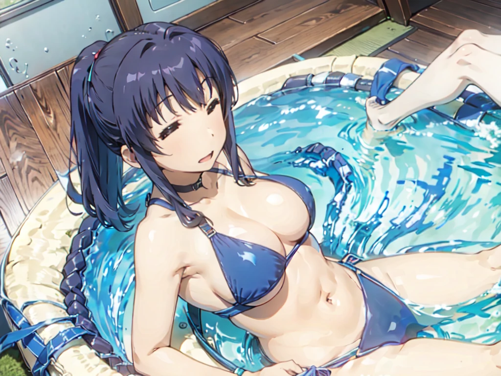 Miyauchi Kazuho,Big Breasts,Completely naked,Blue swimsuit,