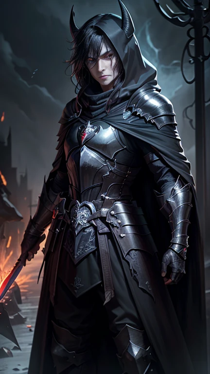 highest quality、masterpiece、8k、Realistic、超High resolution、Very delicate and beautiful、High resolution、Cinema Lighting、medium range shooting、Portraiture、Perfect Male Body:1.6、Opposition、Looking at the audience、((Dark Knights of Another World、Jet Black Armor、Red glowing eyes、Sharp blade、Cloak of Darkness、Steel Gloves、Dark Aura))、(Dark Knights Squad:1.4)、Cold look、black magic、Evil coat of arms、Battle scars、Black Horse、Wicked Ritual、Cursed Shield、ancient magic book、Otherworldly Wilderness、Overwhelm the enemy、Ruthless Combat Techniques、A heart controlled by the power of darkness、An endless battle、Strategies in the Dark、Bringer of Despair、Dark Pact、A frightening appearance、Corrupted Chivalry、Jet Black Steel、Kingdom of Another World、Symbol of Destruction。