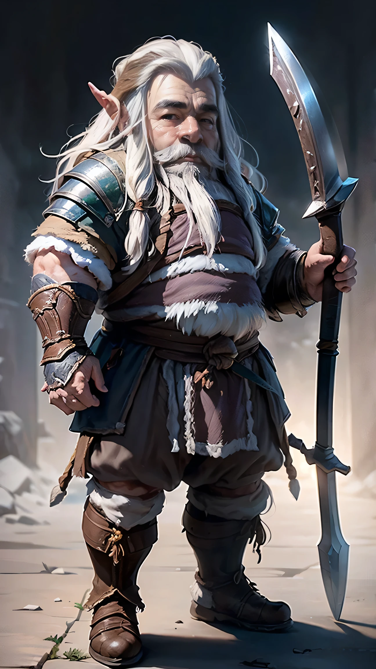 highest quality、masterpiece、8k、Realistic、超High resolution、Very delicate and beautiful、High resolution、Cinema Lighting、medium range shooting、Portraiture、Perfect Male Body、Opposition、Looking at the audience、((Old Dwarf:1.6))、Colours in harmony with nature、A smile suits you、((Durable Armor and Boots:1.6、Minimalist decor、Emphasis on mobility and protection、Equip a battle axe))、Warm and smiling、Be considerate、、Approachable、hole々walk with purpose、Confident Steps。