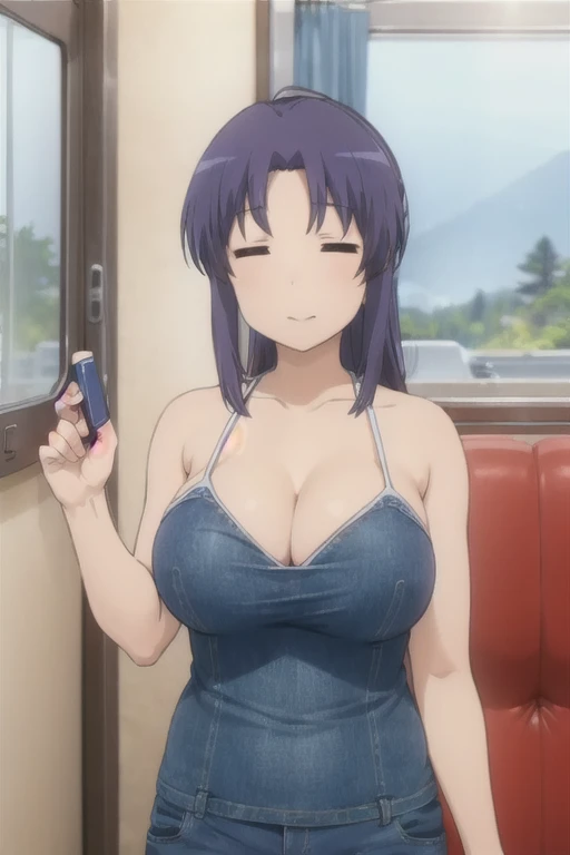 nonsensei,jeans,Big Breasts,Blue swimsuit for the upper body only,