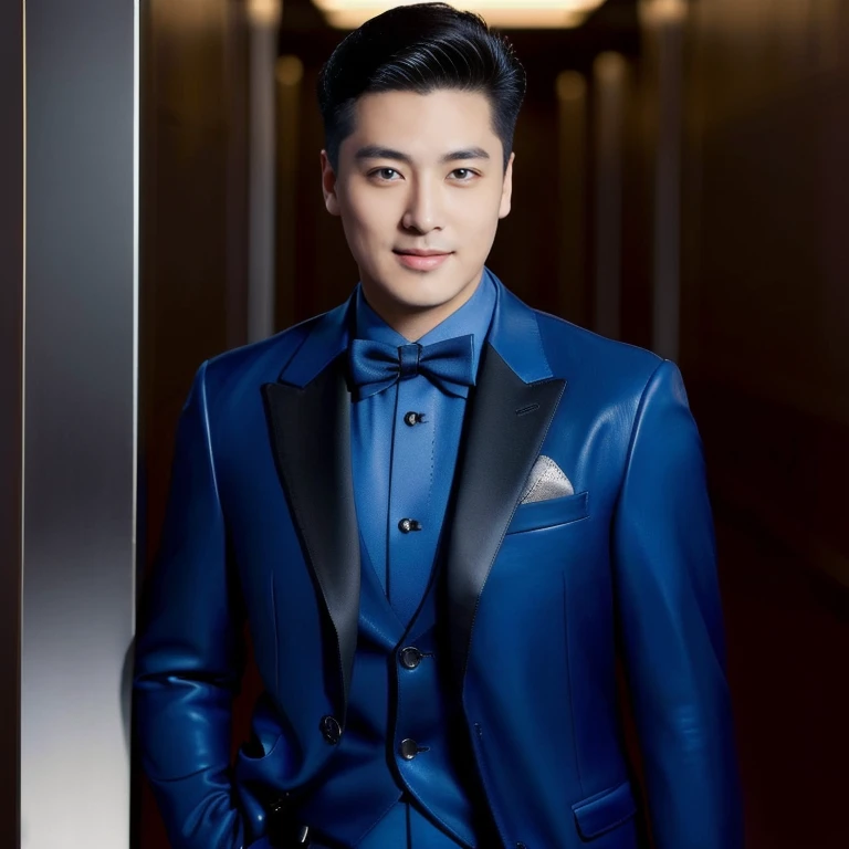 Araaf in an expensive black leather suit,, professional profile picture, Christopher Chao, Brian Sum, David Luong, Steve Zheng, Andrew Thomas Wang, Corporate portrait, Ryan Jia, organizational wear and tear, professional Corporate portrait, Peter Xiao, Justin Sun