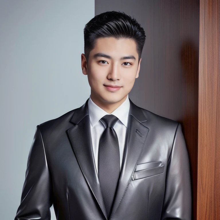 Aaraf man in an expensive dark black leather suit,, professional profile picture, Christopher Chao, Brian Sum, David Luong, Steve Zheng, Andrew Thomas Wang, Corporate portrait, Ryan Jia, organizational wear and tear, professional Corporate portrait, Peter Xiao, Justin Sun