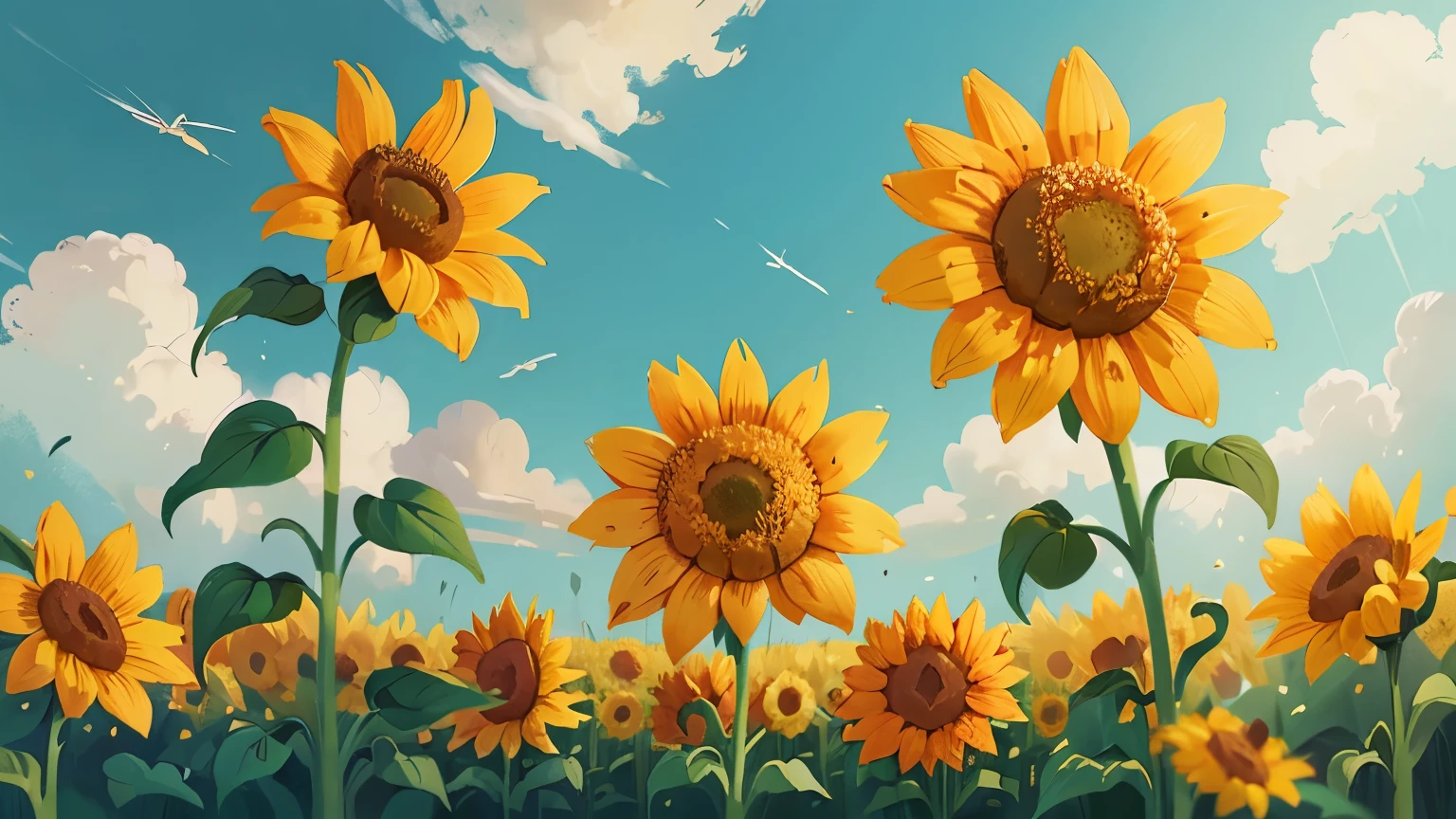 Yellow sunflowers in the field