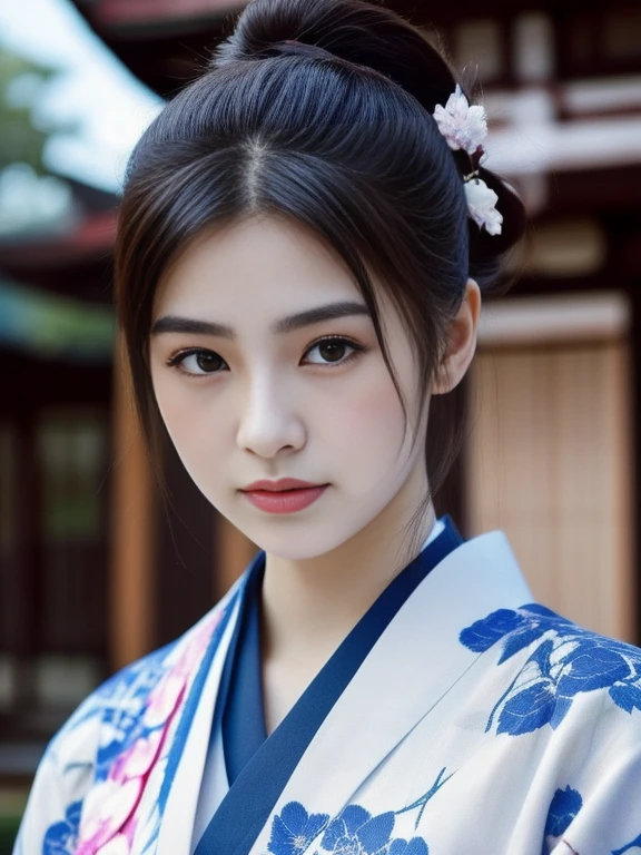 หญิงชาวเอเชียอาราฟin kimonoสีน้ำเงินและสีขาว, palace ， a girl in Hanfu, elegant Japanese woman, Japanese woman, Japanese model, traditional beauty, The face of a beautiful Japanese girl, Portrait of a Japanese girl, Portrait of a geisha, in kimono, Hanfu, Chinese woman, Portrait of a geishaที่สวยงาม, traditional japanese, Inspired by Itō Shinsui