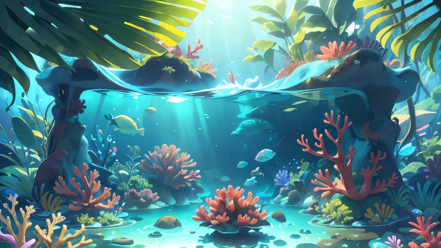 (best quality,4k,8k,highres,masterpiece:1.2),ultra-detailed,(realistic,photorealistic,photo-realistic:1.37),deep blue ocean,calm sea,underwater scene,coral reef,schools of tropical fish,sunlight filtering through the water,detailed seascape,vibrant colors,natural lighting