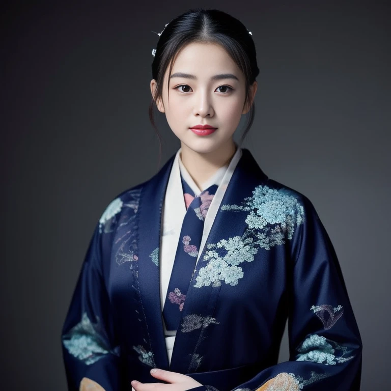 หญิงชาวเอเชียอาราฟin kimonoสีน้ำเงินและสีขาว, palace , a girl in Hanfu, elegant Japanese woman, Japanese woman, Japanese model, traditional beauty, The face of a beautiful Japanese girl, Portrait of a Japanese girl, Portrait of a geisha, in kimono, Hanfu, Chinese woman, Portrait of a geishaที่สวยงาม, traditional japanese, Inspired by Itō Shinsui