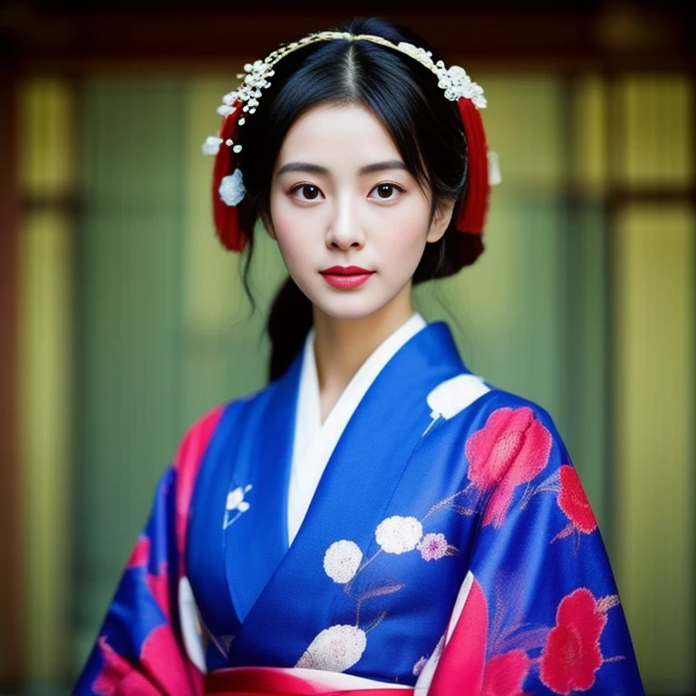 หญิงชาวเอเชียอาราฟin kimonoผ้าใหมราคาแพง, Blue and gold, red, black, white, palace , a girl in Hanfu, elegant Japanese woman, Japanese woman, Japanese model, traditional beauty, The face of a beautiful Japanese girl, Portrait of a Japanese girl, Portrait of a geisha, in kimono, Hanfu, Chinese woman, Portrait of a geishaที่สวยงาม, traditional japanese, Inspired by Itō Shinsui