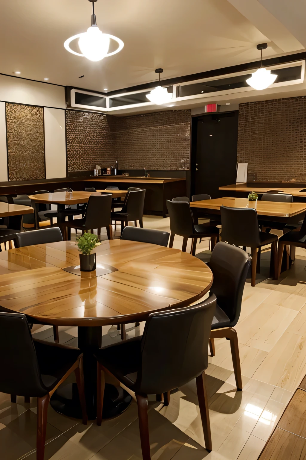 make an reastaurant, with tables, chairs , ealistic