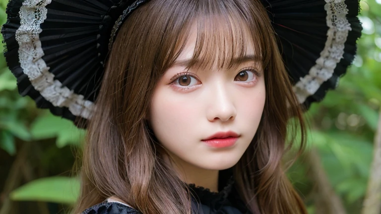 (Long Hair, bangs:1.2),(Wearing Gothic Lolita clothes:1.2),1 girl,Japanese,21 years old,(Small breasts:1.3),(highest quality,masterpiece:1.3,超A high resolution,),(Ultra-detailed,Caustics),(Photorealistic:1.4,RAW shooting,)Ultra-Realistic Capture,Very detailed,High resolution 16K human skin close-up。 Natural skin texture、,Pores、、It needs to be detailed enough to be easily identifiable。 Skin should be even-toned and healthy looking。 Use natural light and colour, Sad expression, Looking at the camera, Perfect dynamic composition, Outdoor