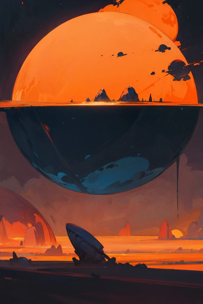 Landscape on a strange alien planet, two suns