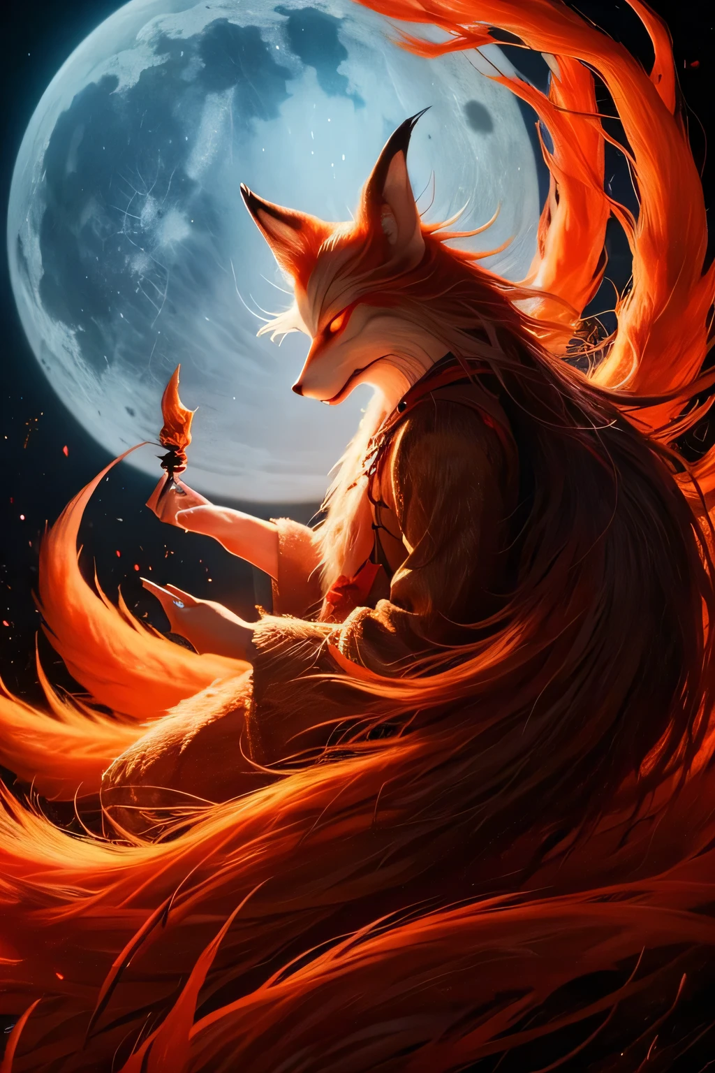 Japanese Yokai/nine tailed fox/Real/Horror/Fantasy/Fantasy/dark/god