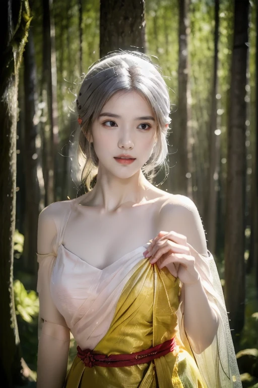 Imagine an Asian girl emerging from the mystical mist of an enchanted forest. Her beauty is extraordinary, surpassing conventional standards, like a goddess from a fairy tale. She is surrounded by an aura of soft light, exuding a mysterious atmosphere that captivates all creatures in the forest.
Her face is delicate, with eyes that shine like stars in the night, holding the wisdom of thousands of years. Her smile is magical, capable of melting the coldest of hearts. Each step she takes leaves behind shimmering patterns on the ground, as if she is walking on a colorful carpet of flowers.
Her attire is a masterpiece made from the magical materials of nature, woven by the forest fairies. The flowing fabrics, adorned with intricate patterns, move gracefully with each gentle breeze, as if they are dancing with her. Sparkling feathers and rare precious gems embellish her dress, reflecting light and creating an enchanting spectacle.
Each time she gazes into your eyes, you are drawn into an untold fairy tale, a magical journey waiting to be explored. The mythical creatures of the forest – from fiery dragons to tiny fairies – are all captivated by her presence, as if enchanted by an irresistible spell.
People are not only drawn to her external beauty but also to the deep mystery within. She embodies courage and inner strength, inspiring those around her to embrace the wonders hidden within themselves. She is a guiding light, the goddess of mystery and magic, bringing light and hope to everyone.