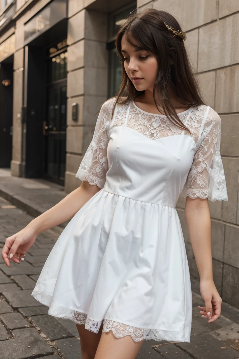 Best quality, 8K, lace dress, on a girl. 