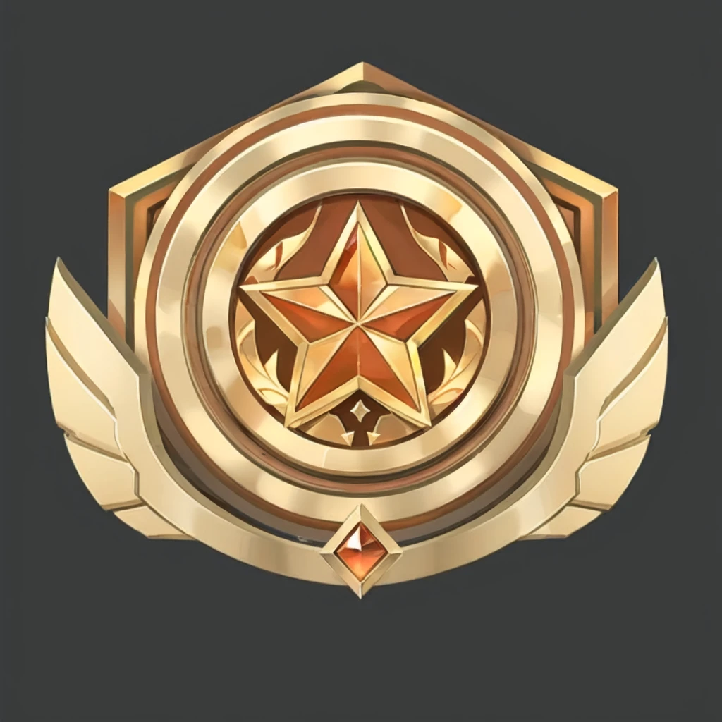 there is a Kaneko Star on a shield with a red diamond, Stylized game icons, 3d icons for mobile games, Game Icon Assets, Very detailed. Realistic Rewards, 军emblem, medal, shield emblem, Kaneko medal, vector illustration, Created in Adobe Illustrator, emblem章, sharp metal crest, score: General, emblem, Star, artistic masterpiece, Kaneko