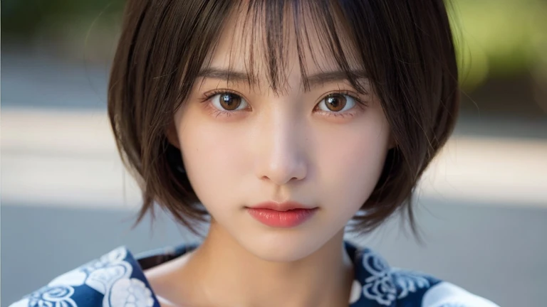 (Bob Cut Hair:1.2),(Wear a yukata:1.2),1 girl,Japanese,21 years old,(Small breasts:1.3),(highest quality,masterpiece:1.3,超A high resolution,),(Ultra-detailed,Caustics),(Photorealistic:1.4,RAW shooting,)Ultra-Realistic Capture,Very detailed,High resolution 16K human skin close-up。 Natural skin texture、,Pores、、It needs to be detailed enough to be easily identifiable。 Skin should be even-toned and healthy looking。 Use natural light and colour, Sad expression, Looking at the camera, Perfect dynamic composition, Outdoor