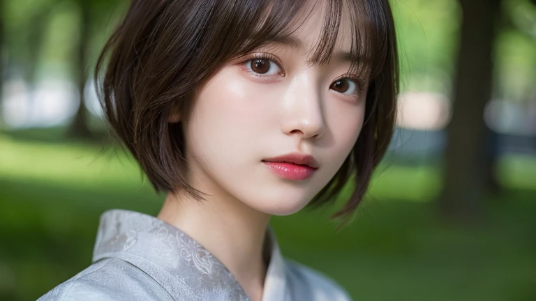 (Bob Cut Hair:1.2),(wear Kimono:1.2),1 girl,Japanese,21 years old,(Small breasts:1.3),(highest quality,masterpiece:1.3,超A high resolution,),(Ultra-detailed,Caustics),(Photorealistic:1.4,RAW shooting,)Ultra-Realistic Capture,Very detailed,High resolution 16K human skin close-up。 Natural skin texture、,Pores、、It needs to be detailed enough to be easily identifiable。 Skin should be even-toned and healthy looking。 Use natural light and colour, Sad expression, Looking at the camera, Perfect dynamic composition, Outdoor