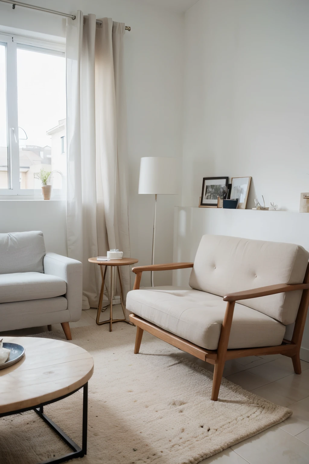 interior minimal style living room with bright white
