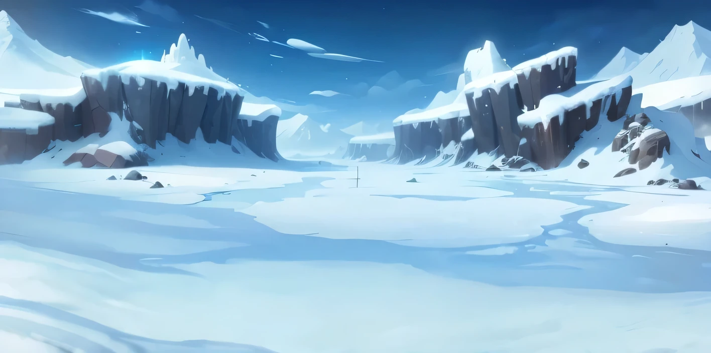 Snow mountain plain scene,middle Ages,Horizontal,Cartoon,Clean ground,Isometric 2D Game Art, masterpiece, Super detailed good quality
