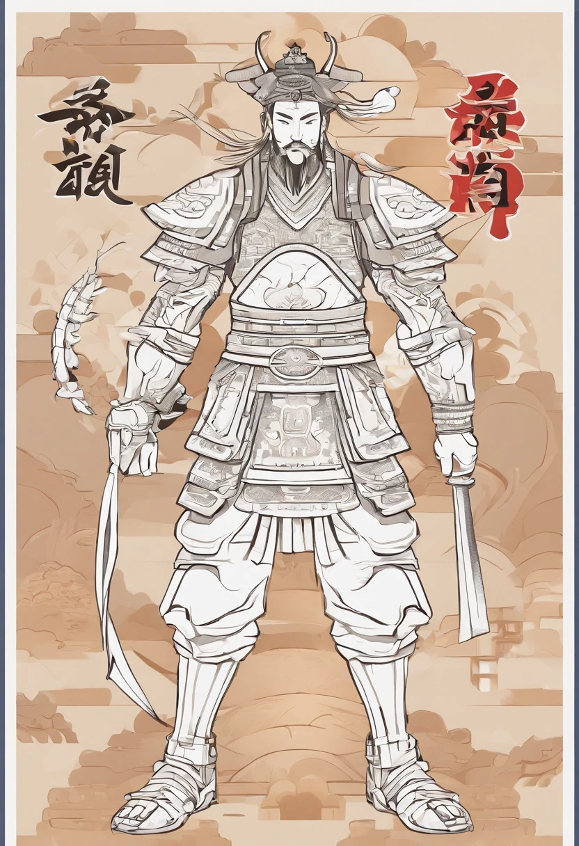 Ancient Chinese man in armor、Clever man、Looking into the camera、His hair is in a bun、Only one topknot、Black Hair、Stand and pose、Pixel art、(masterpiece, highest quality, highest quality), pixel,pixel art,whole body,Characters in Romance of the Three Kingdoms、Transform、Short Deformation、The head is decorated with white embroidery......、Handsome man in trousers