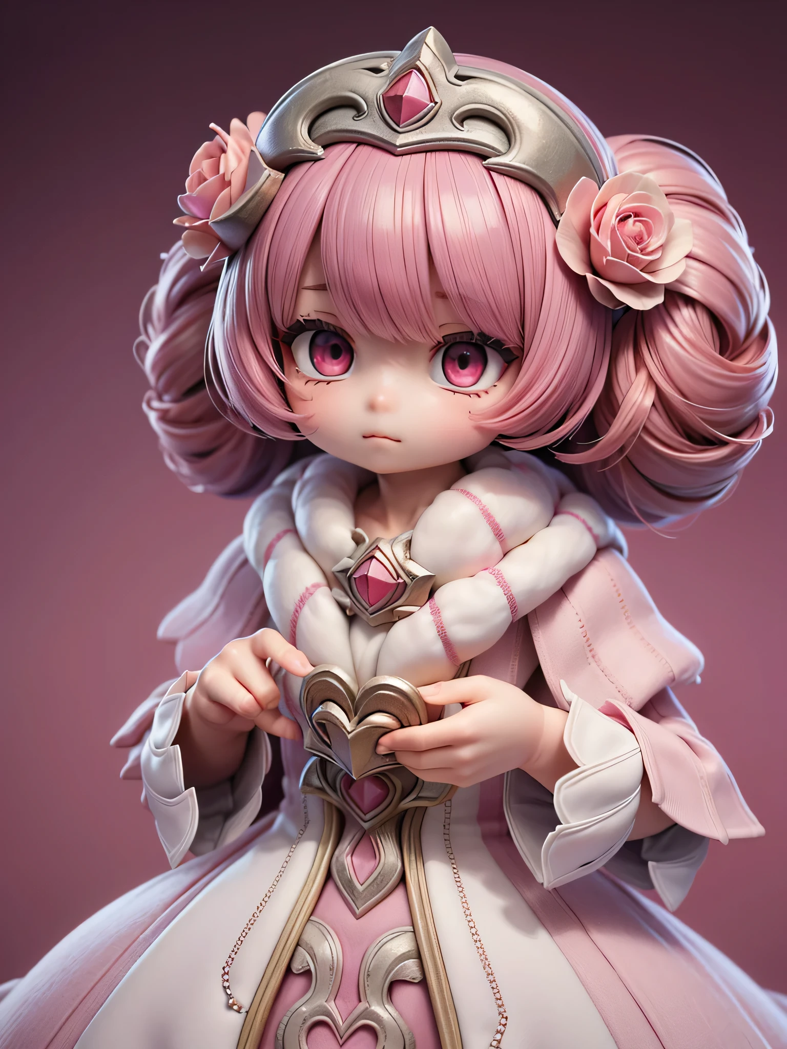 (limited palette), Best quality, (((Masterpiece))), (((Beautiful detailed hair))), (((beautiful detailed skin))), Solo, , Younger, , (((pink hair))), pink eyes, (mascara), Blunt bangs, ((Hair over eyes)), short hair, Medium breasts, Frilled white dress, White frills, Too much decoration, Rose, Noble, setia, The bride hair, (((Eye focus))), (((Expressionless))), The background is blurred out, Empty eyes, Blank eyes, (Red theme), bedroom background, view the viewer, (((hair tucking))), (((Night))), Semi-closed Eye, baby wearing glassess, Close-up, (((hair adornments))), Upright body, Neatly cut bangs, Braided hair at the back of your head, Sleeveless dress,