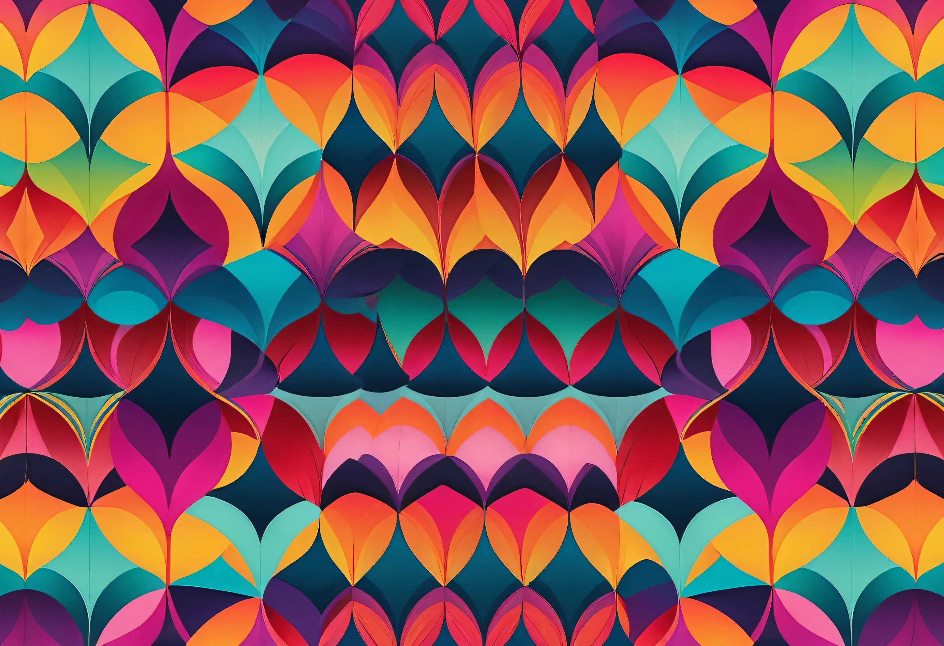 a colorful seamless repeat pattern, abstract minimalist geometric style, 8k, high resolution, intricate details, vibrant colors, clean lines, symmetry, balanced composition, captivating visuals, hypnotic, mesmerizing, elegant, refined, visually striking, modern, chic