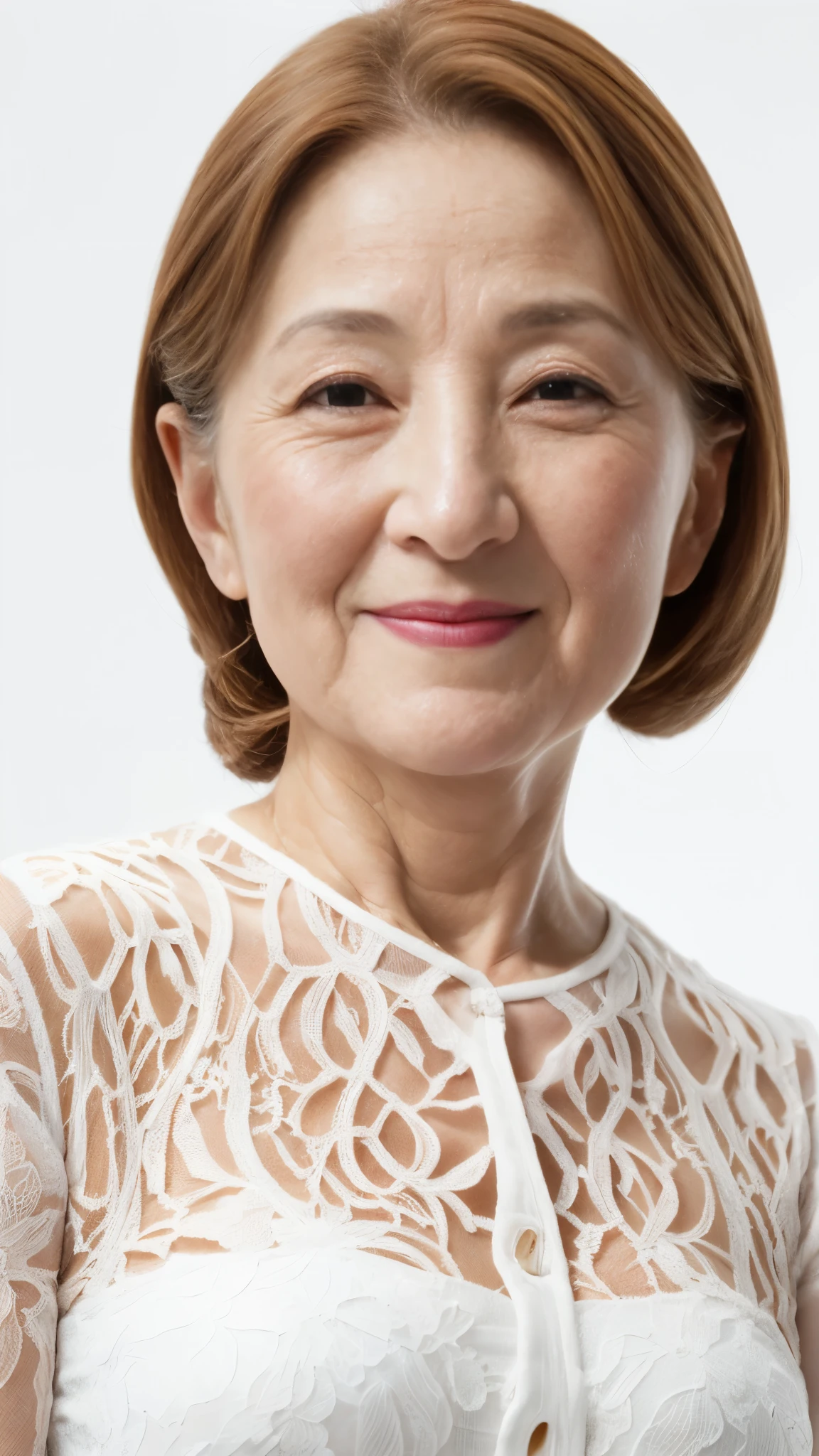 ((Face close-up)), Late Elderly, Aged face, Perfect composition, ((Fractal Art)), (((masterpiece))), 8k, Clear images, (((alone))), (((Asian Beauty))), Pure white background, Natural Hair Color, Hands behind back, Refreshing early summer outfit, Alluring, ((Elderly)), Depict lips accurately,Red lips, Flashy makeup, (((alone))), (((Perfect Anatomy))), Depicting ears correctly, Pure white background, gravure, Upright posture, smile, ((Beautiful mature woman)), highest quality, Very detailed, Realistic, Very detailed細なスキン, (Madame), (The corners of the mouth are turned up), 120 years old, Huge breasts, Mature Politician, Glamour, sexy, Pure white skin, Natural hairstyle, Comfortable clothing,