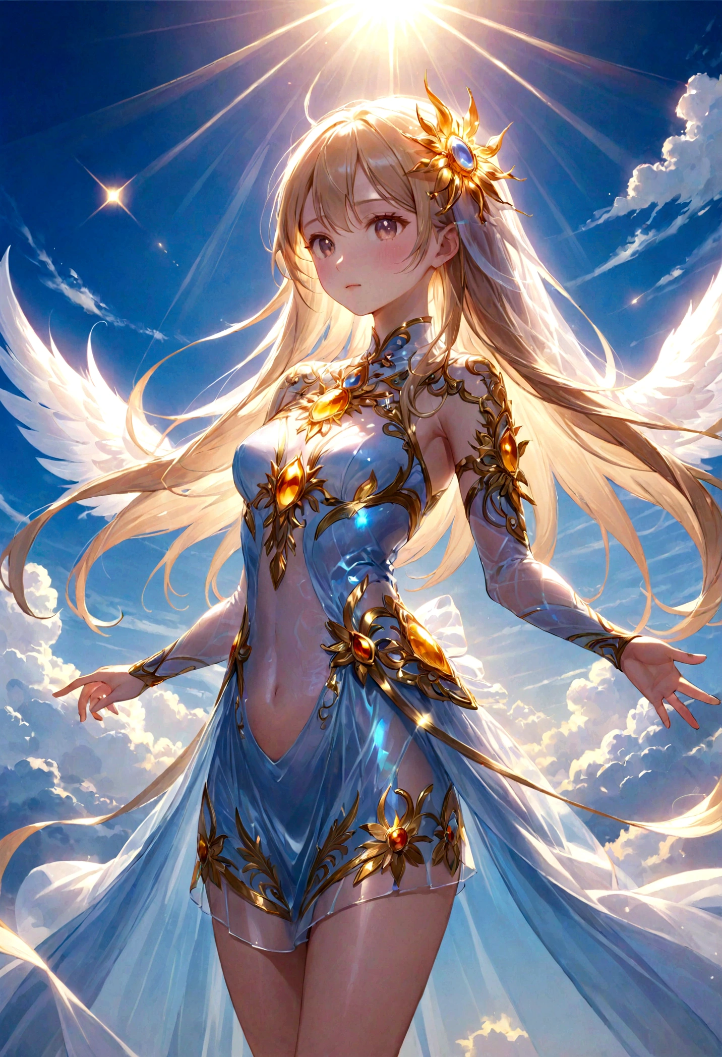 heaven Dazzling Light god々Shii Intense light sun 後ろ姿の女god Transparent appearance