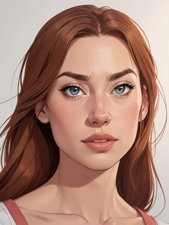 Personagem Yvonne Strahovski omagem de desenho animado de uma mulher .cartoon style illustration, estilo de arte dos desenhos animados, estilo de arte dos desenhos animados, digital illustration style, design de personagens altamente detalhado, arte digital detalhada fofa, City fan art, Design de personagens de retrato, beautiful digital illustration, retrato de alta qualidade, Arte em quadrinhos, mulher jovem. expression of sexual desire white background