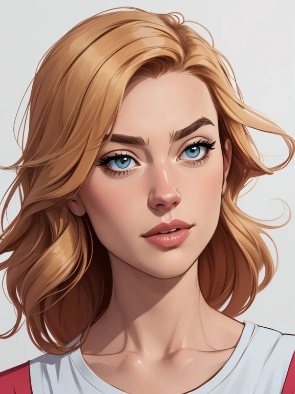 Personagem Yvonne Strahovski omagem de desenho animado de uma mulher .cartoon style illustration, estilo de arte dos desenhos animados, estilo de arte dos desenhos animados, digital illustration style, design de personagens altamente detalhado, arte digital detalhada fofa, City fan art, Design de personagens de retrato, beautiful digital illustration, retrato de alta qualidade, Arte em quadrinhos, mulher jovem. expression of sexual desire white background