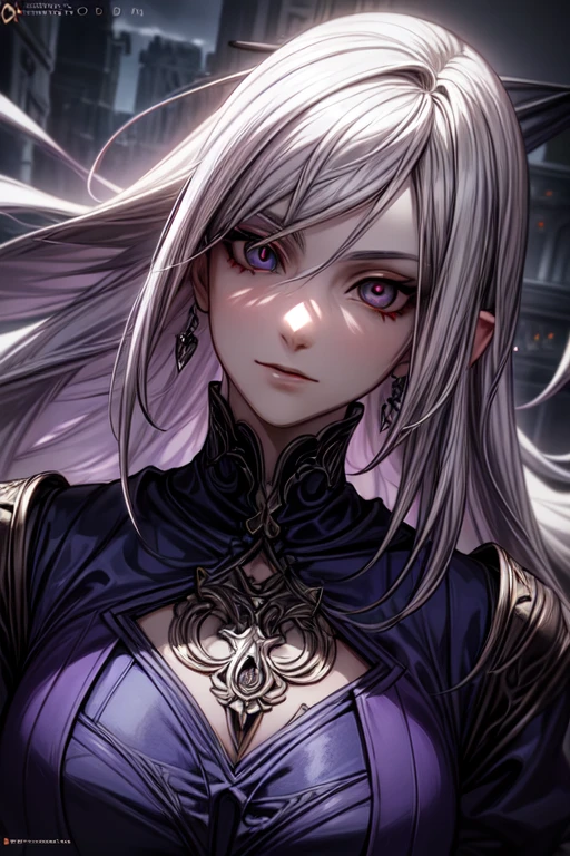 Insanely detailed photograph of a gorgeous a vampire man, Gothic Renaissance, long voluminous white hair, complex white eyes, fantastic, a vampire, unearthly, Hyper detailed, permission 32k, dynamic lighting, Hyper detailed, confusingly detailed, trending on artstation, Process Colors, volumetric lighting, anime