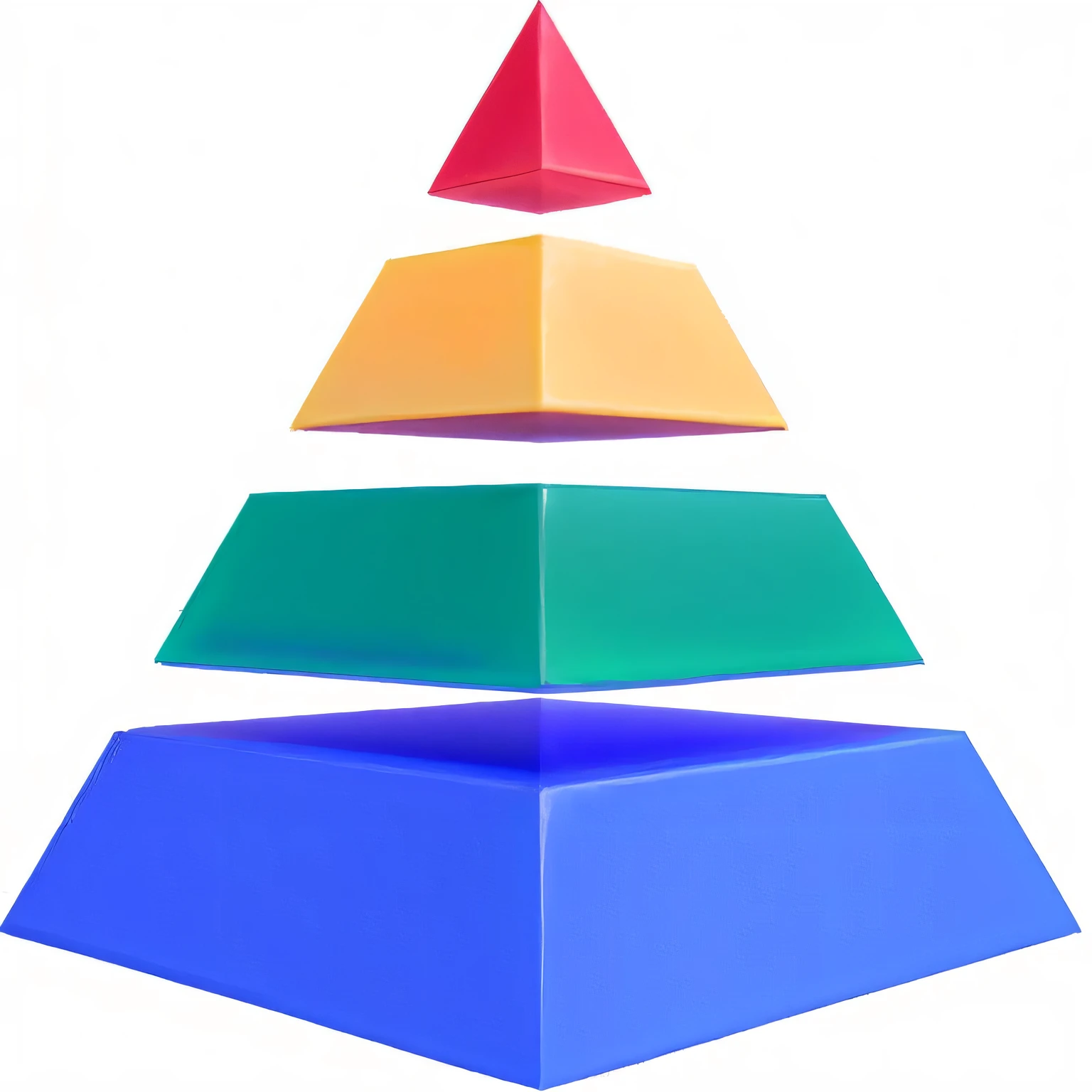 a pyramid of colored blocks with a red triangle on top, pyramid, pyramid scheme, pyramids, stacked image, pyramid background, drawn image, in triangular formation, levels, medium poly, no gradients, pyramids style, triangle, stacks, stylized layered shapes, a raytraced image, four-dimensional, 3 d structure, five-dimensional