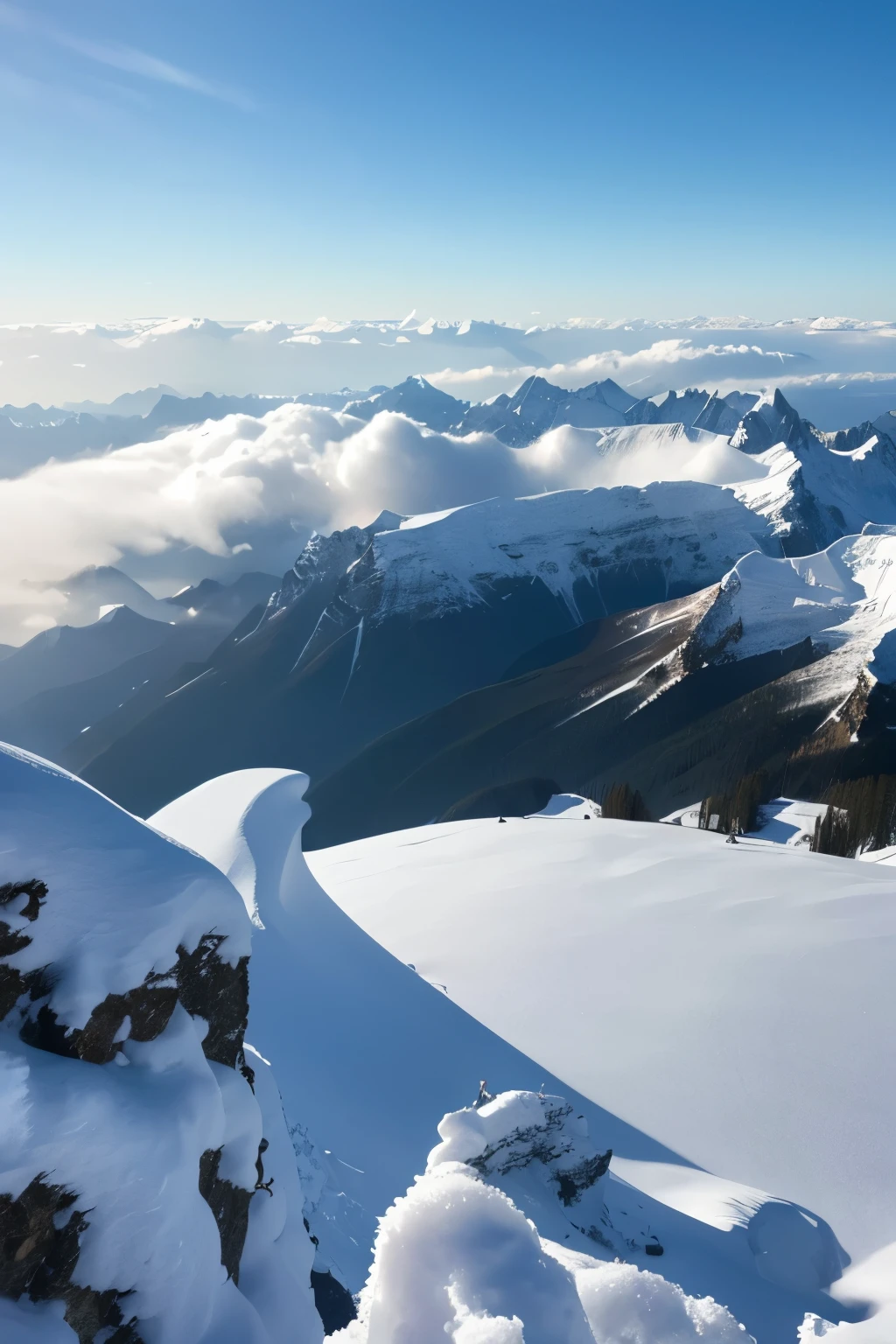 View from the summit、1 image、view、Spectacular views、Snowstorm、Snow beating sideways、Towering cliffs、