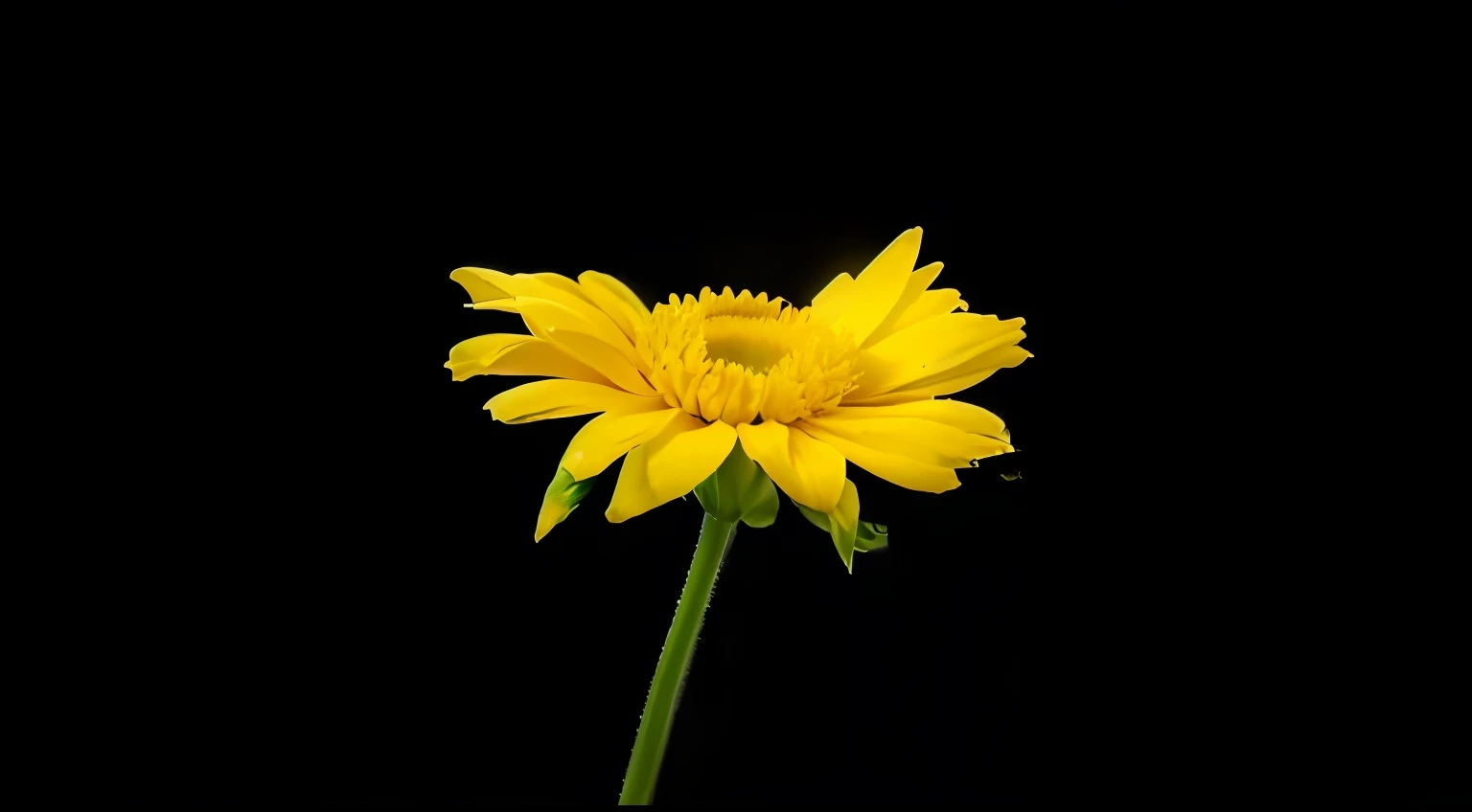 yellow flower in a vase 在black background上, 深black background, black background, 在black background上, 在black background前, Light on black, 在black background上, With black dark background, Describing a flower, Yellowing, Flowers, Huge daisy on top of head, marigold, Black and